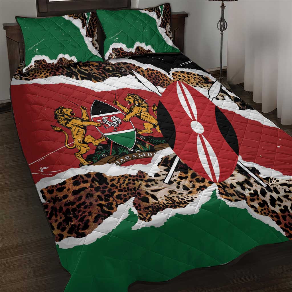Kenya Quilt Bed Set Mix Animal Skin Pattern Grunge Style - African Pride