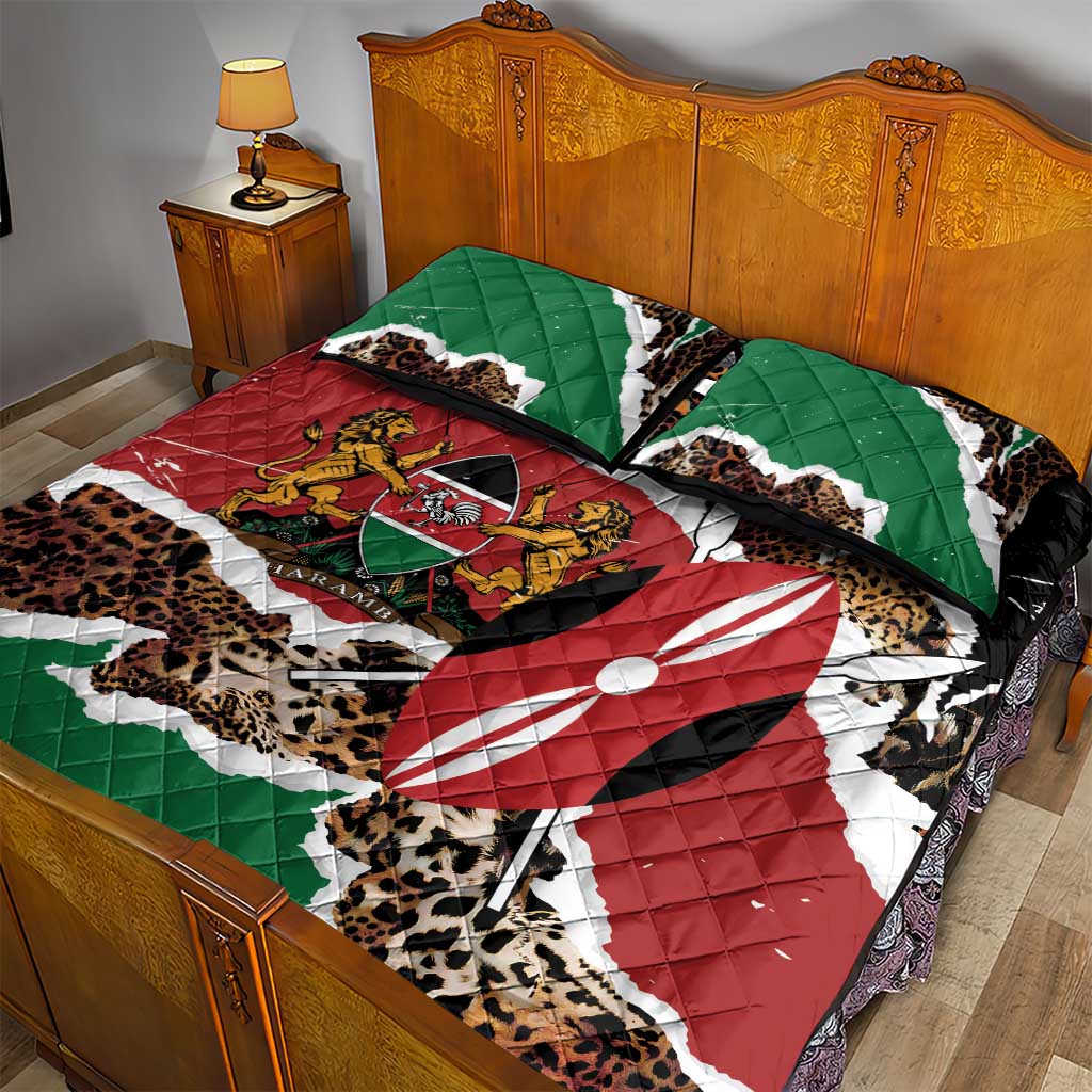 Kenya Quilt Bed Set Mix Animal Skin Pattern Grunge Style - African Pride