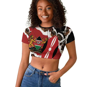 Kenya Raglan Cropped T shirt Mix Animal Skin Pattern Grunge Style - African Pride