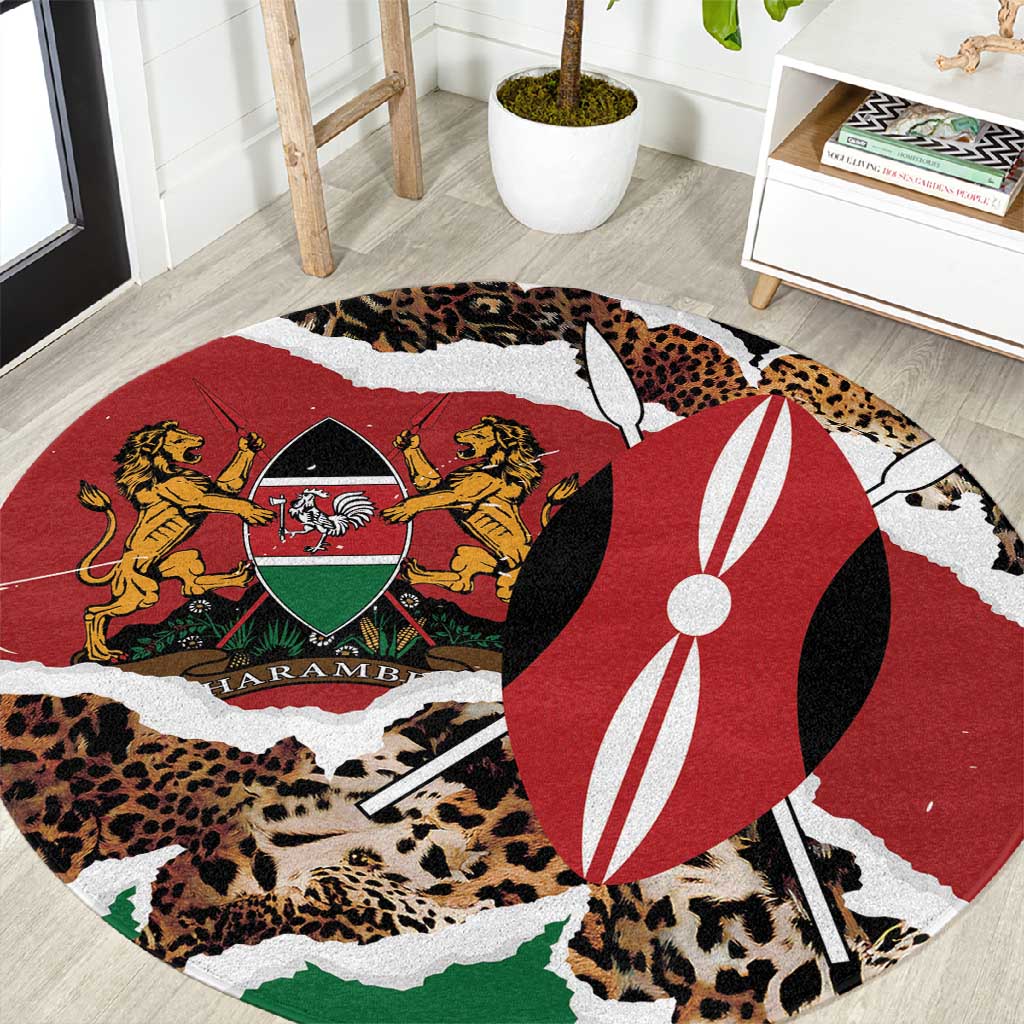 Kenya Round Carpet Mix Animal Skin Pattern Grunge Style - African Pride