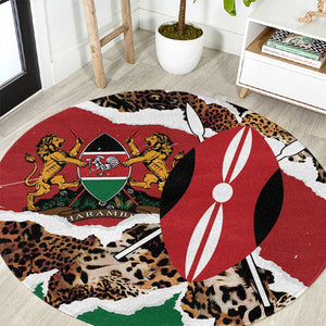 Kenya Round Carpet Mix Animal Skin Pattern Grunge Style - African Pride