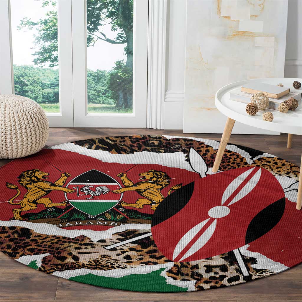 Kenya Round Carpet Mix Animal Skin Pattern Grunge Style - African Pride