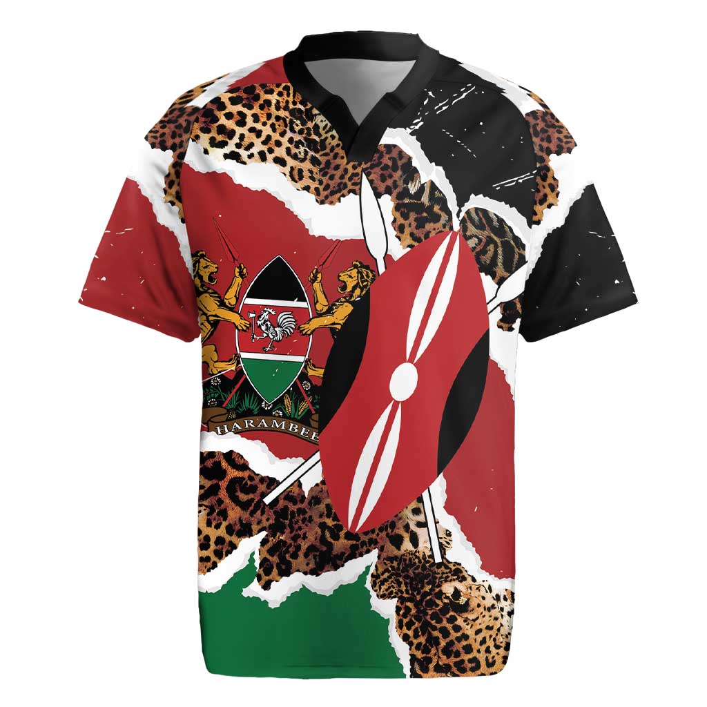 Kenya Rugby Jersey Mix Animal Skin Pattern Grunge Style - African Pride