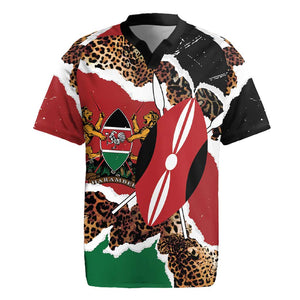 Kenya Rugby Jersey Mix Animal Skin Pattern Grunge Style - African Pride