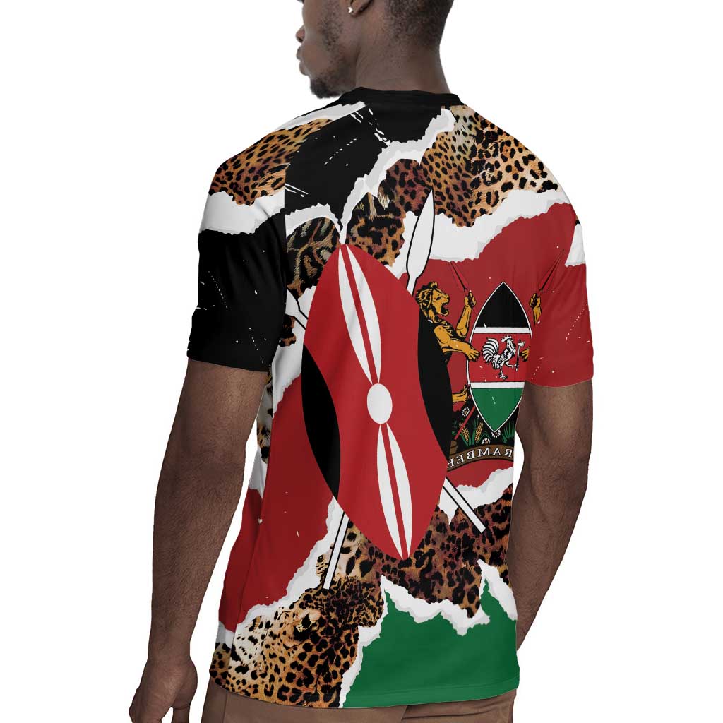 Kenya Rugby Jersey Mix Animal Skin Pattern Grunge Style - African Pride