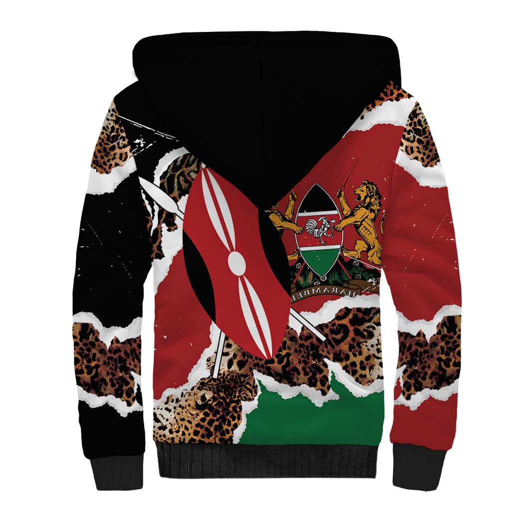 Kenya Sherpa Hoodie Mix Animal Skin Pattern Grunge Style - African Pride