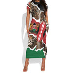 Kenya Short Sleeve Bodycon Dress Mix Animal Skin Pattern Grunge Style - African Pride