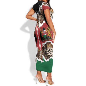 Kenya Short Sleeve Bodycon Dress Mix Animal Skin Pattern Grunge Style - African Pride