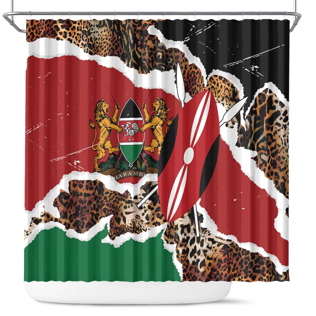 Kenya Shower Curtain Mix Animal Skin Pattern Grunge Style - African Pride
