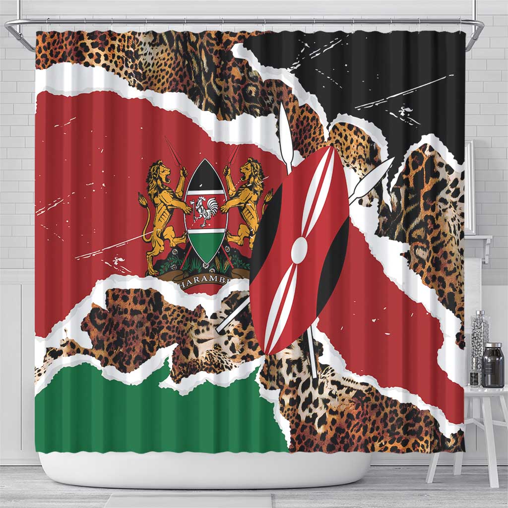 Kenya Shower Curtain Mix Animal Skin Pattern Grunge Style - African Pride