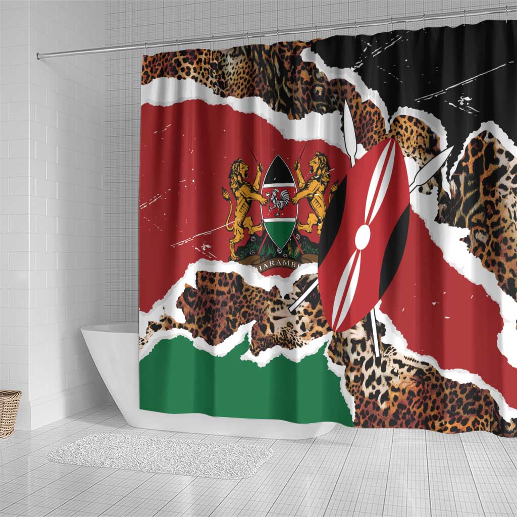 Kenya Shower Curtain Mix Animal Skin Pattern Grunge Style - African Pride