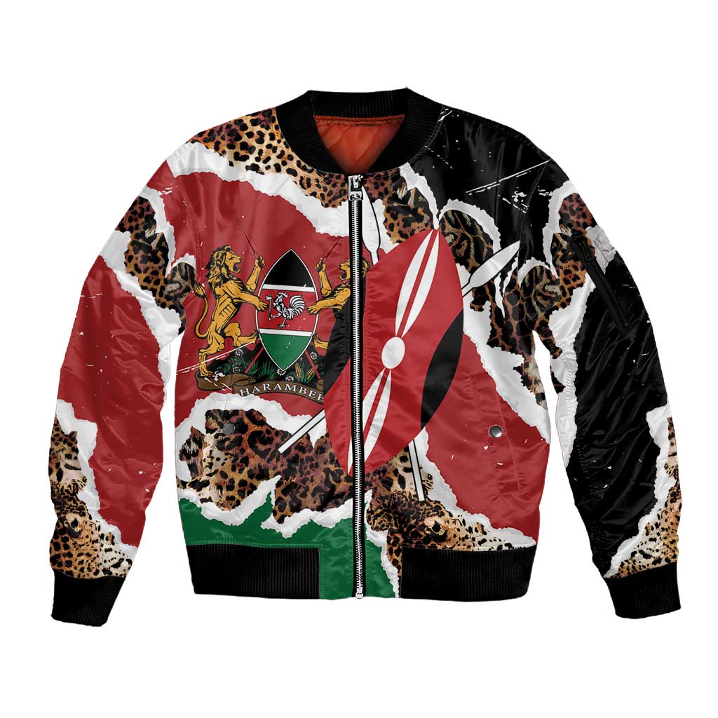 Kenya Sleeve Zip Bomber Jacket Mix Animal Skin Pattern Grunge Style - African Pride