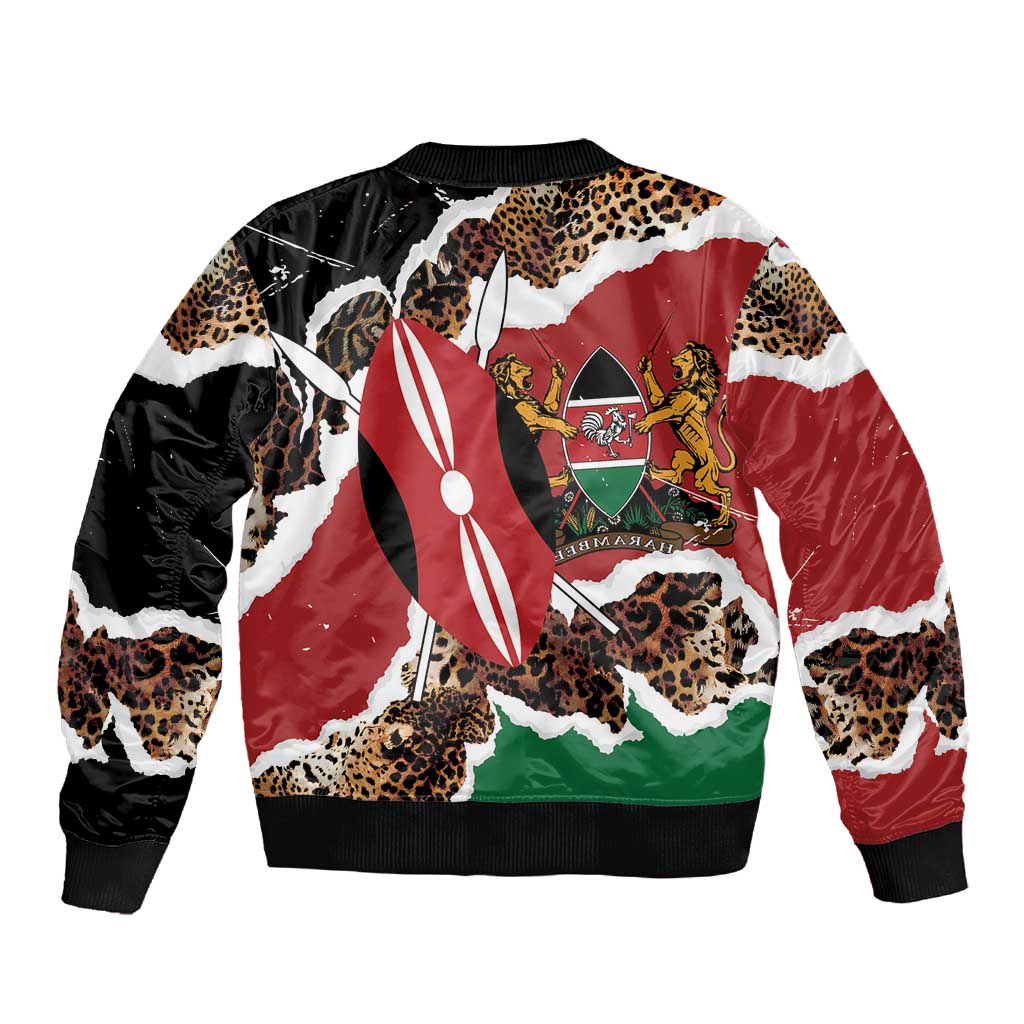 Kenya Sleeve Zip Bomber Jacket Mix Animal Skin Pattern Grunge Style - African Pride