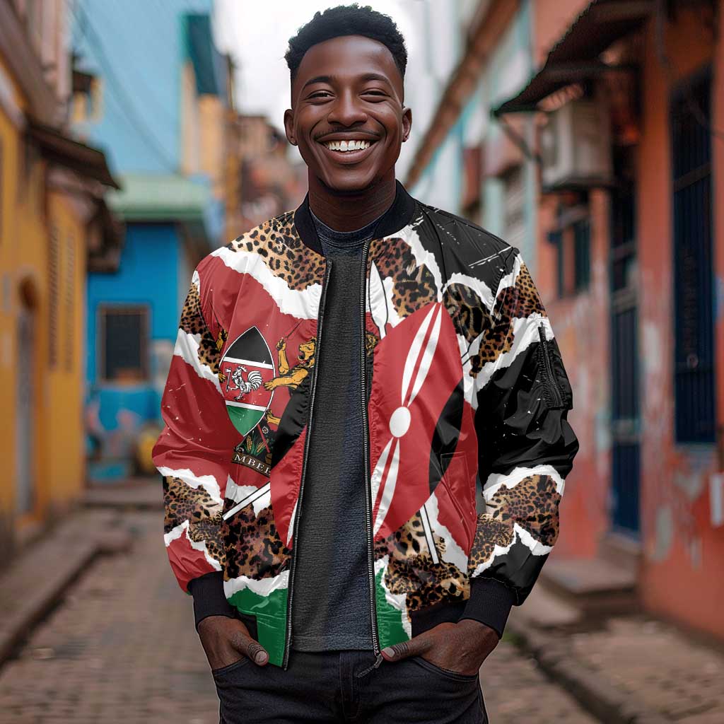 Kenya Sleeve Zip Bomber Jacket Mix Animal Skin Pattern Grunge Style - African Pride