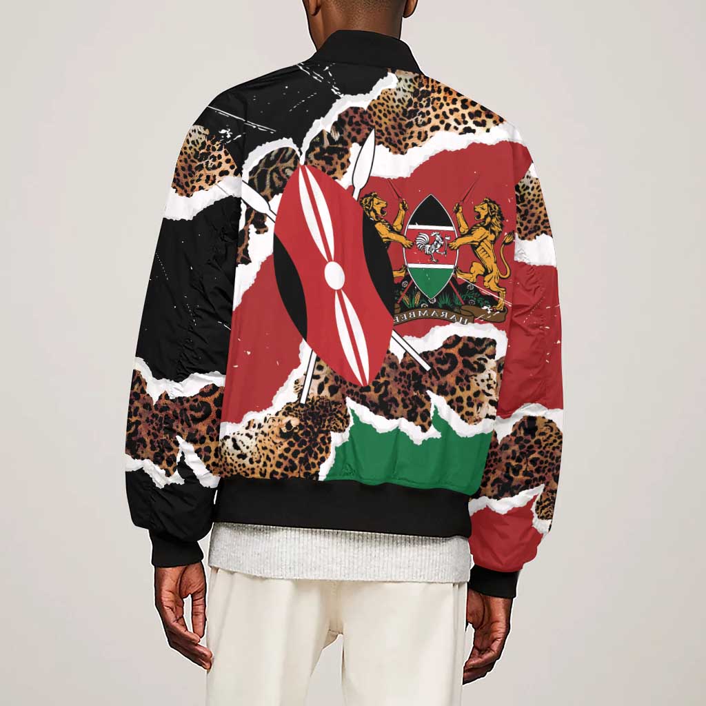 Kenya Sleeve Zip Bomber Jacket Mix Animal Skin Pattern Grunge Style - African Pride