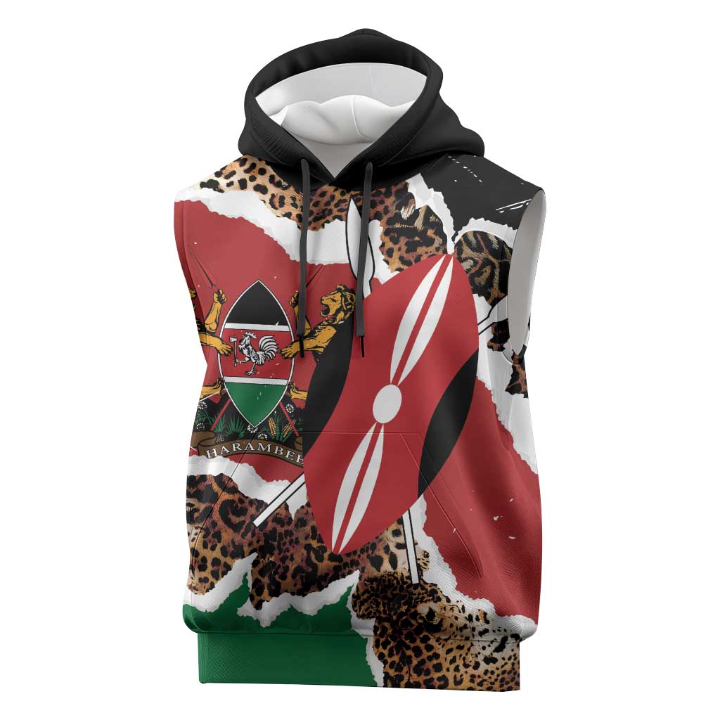 Kenya Sleeveless Hoodie Mix Animal Skin Pattern Grunge Style - African Pride