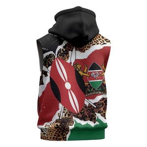 Kenya Sleeveless Hoodie Mix Animal Skin Pattern Grunge Style - African Pride