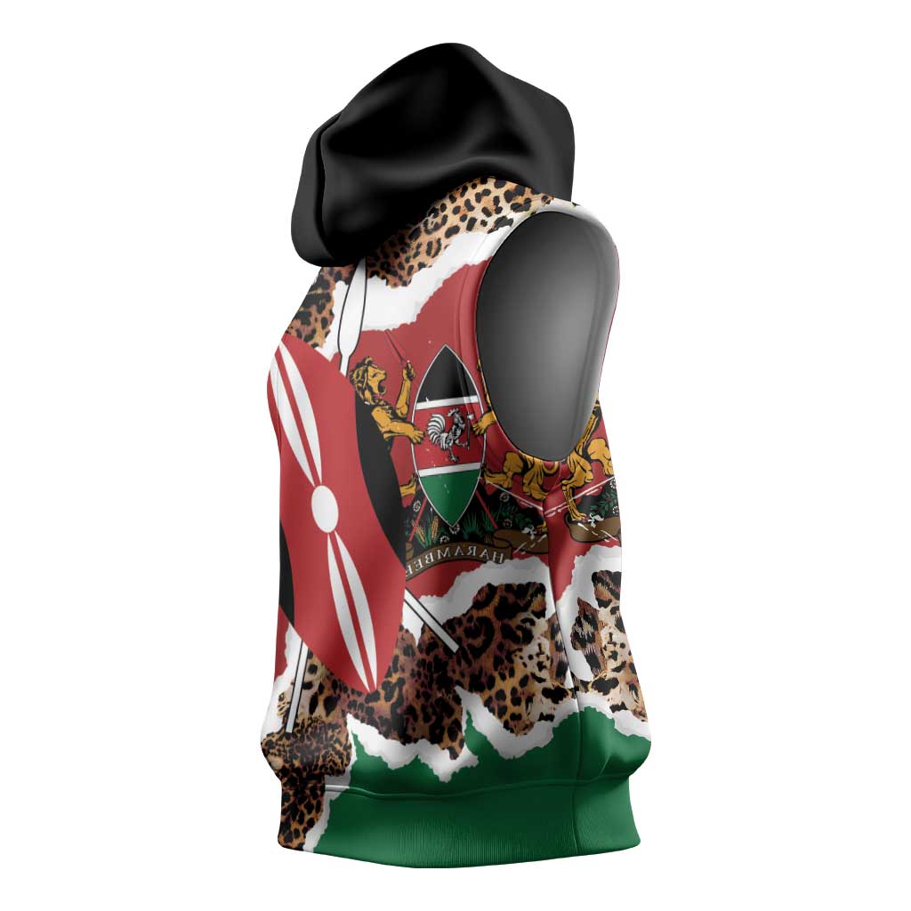 Kenya Sleeveless Hoodie Mix Animal Skin Pattern Grunge Style - African Pride