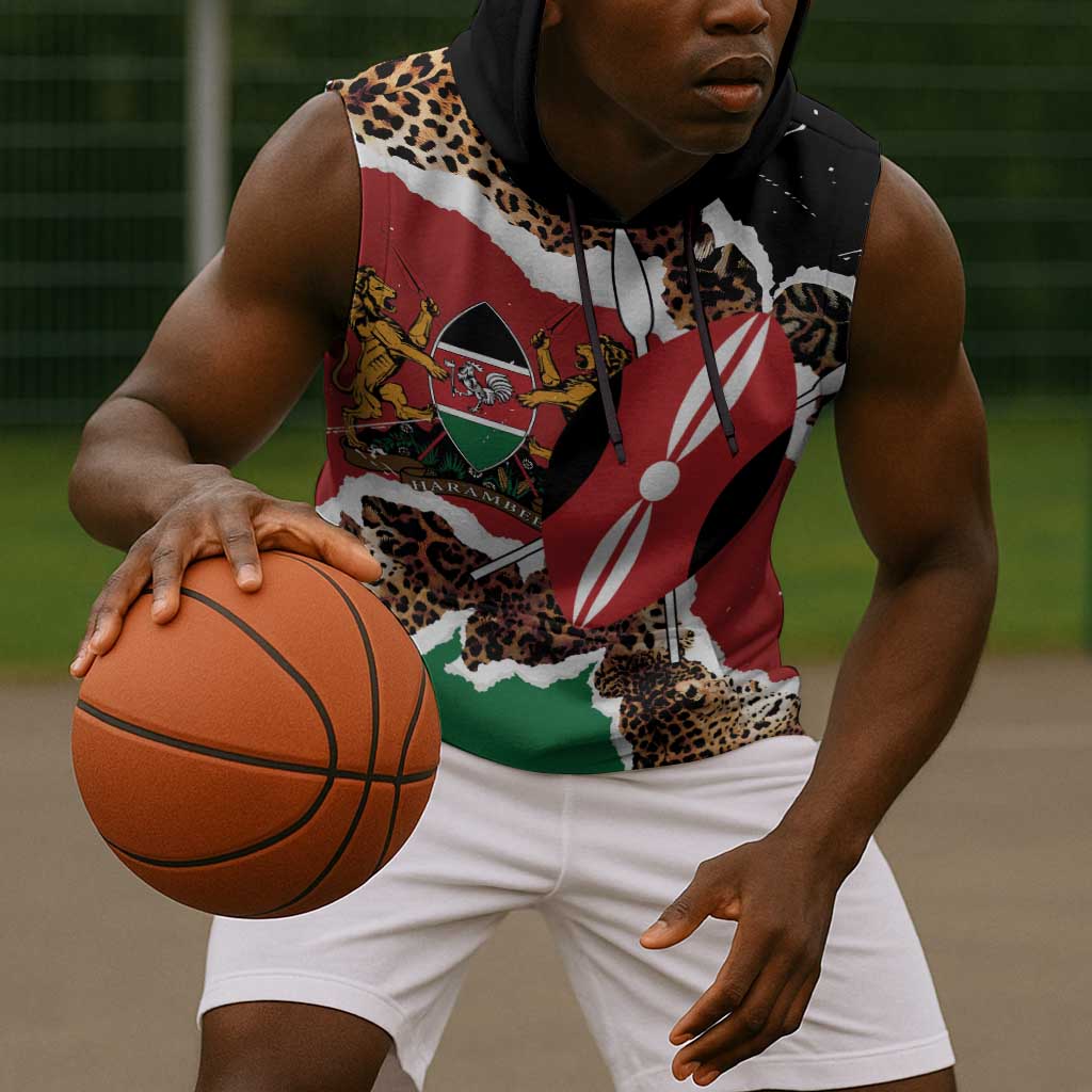 Kenya Sleeveless Hoodie Mix Animal Skin Pattern Grunge Style - African Pride