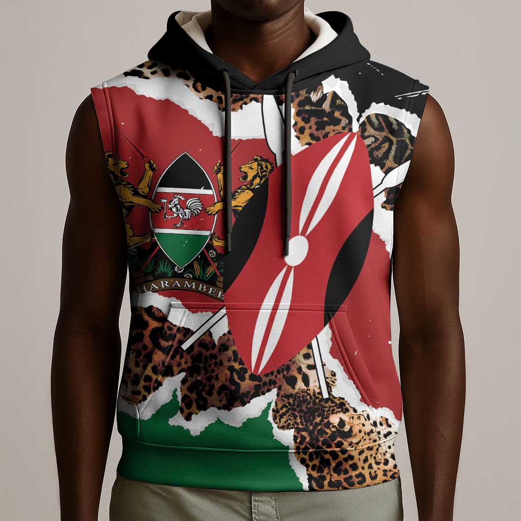 Kenya Sleeveless Hoodie Mix Animal Skin Pattern Grunge Style - African Pride