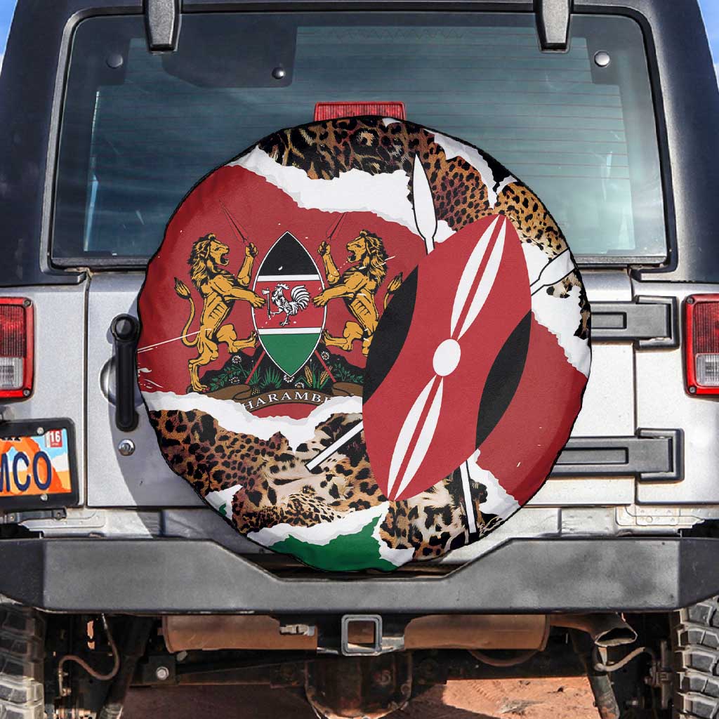 Kenya Spare Tire Cover Mix Animal Skin Pattern Grunge Style - African Pride