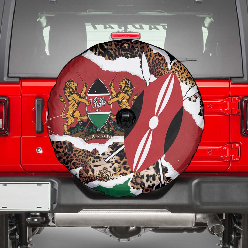 Kenya Spare Tire Cover Mix Animal Skin Pattern Grunge Style - African Pride