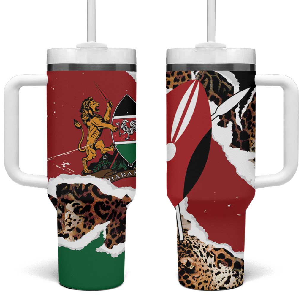 Kenya Tumbler With Handle Mix Animal Skin Pattern Grunge Style - African Pride
