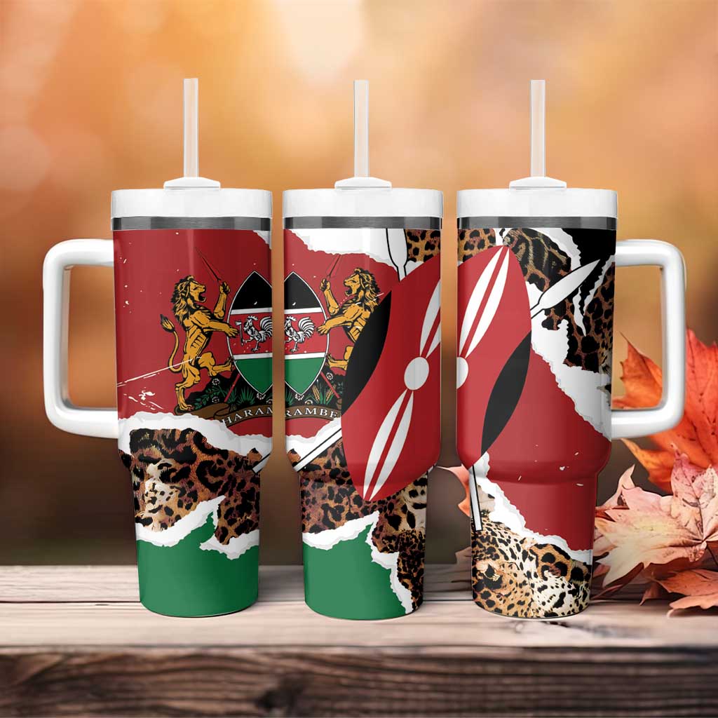 Kenya Tumbler With Handle Mix Animal Skin Pattern Grunge Style - African Pride