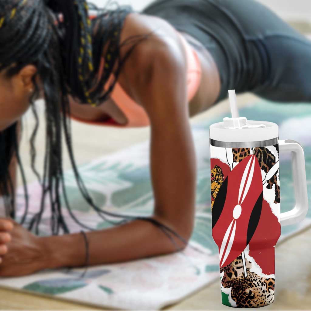 Kenya Tumbler With Handle Mix Animal Skin Pattern Grunge Style - African Pride