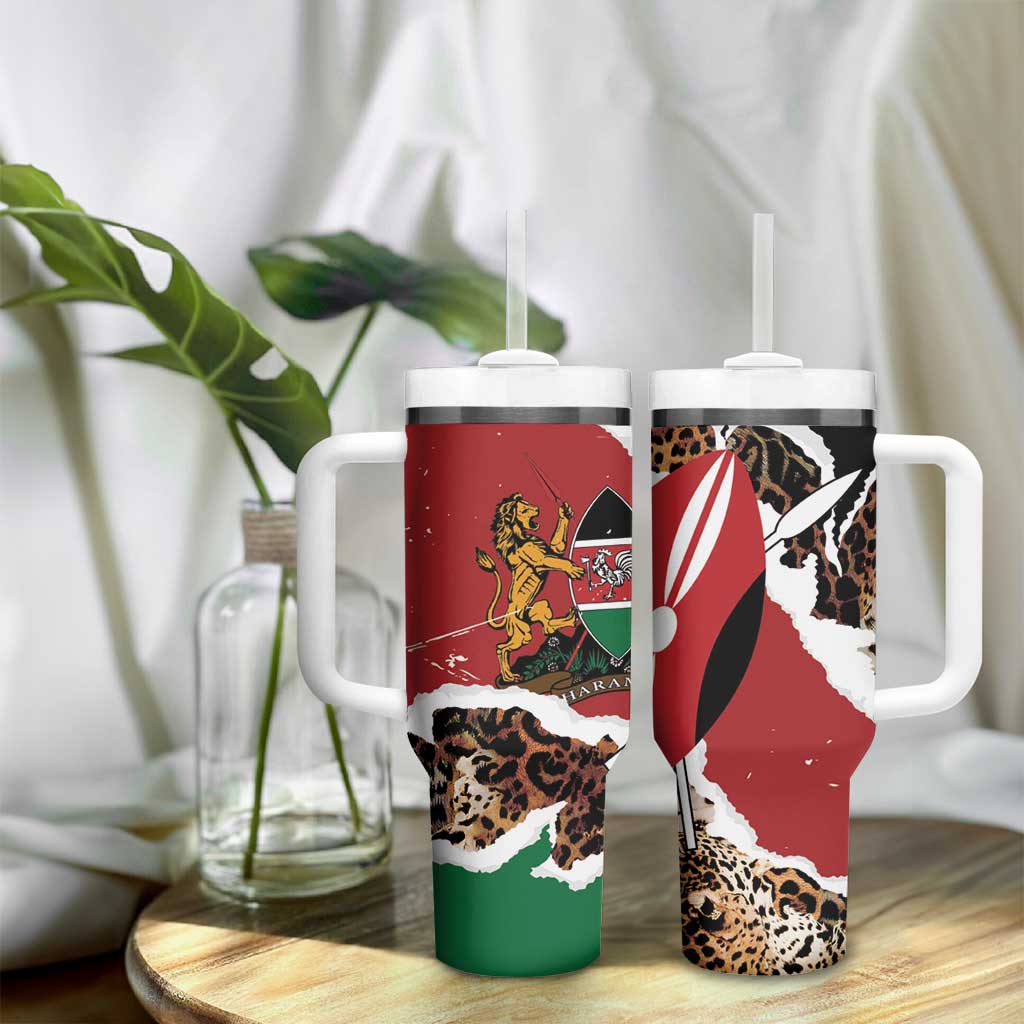 Kenya Tumbler With Handle Mix Animal Skin Pattern Grunge Style - African Pride