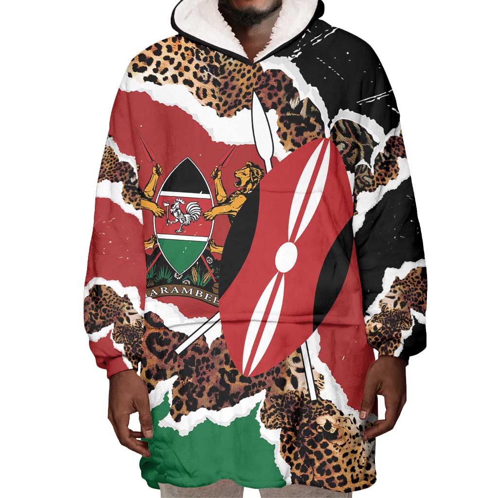 Kenya Wearable Blanket Hoodie Mix Animal Skin Pattern Grunge Style - African Pride