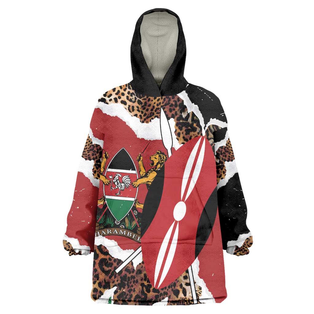 Kenya Wearable Blanket Hoodie Mix Animal Skin Pattern Grunge Style - African Pride