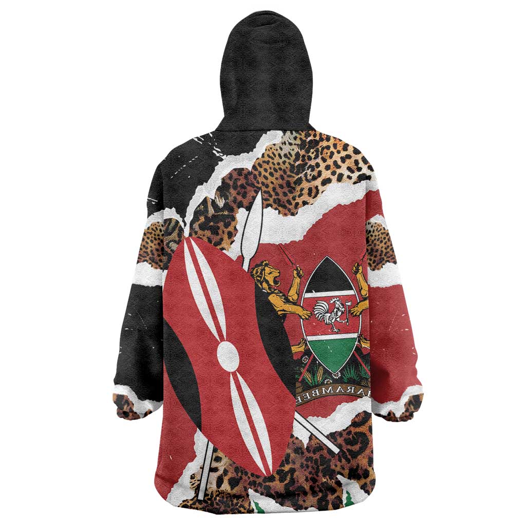 Kenya Wearable Blanket Hoodie Mix Animal Skin Pattern Grunge Style - African Pride
