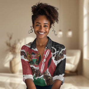 Kenya Women Casual Shirt Mix Animal Skin Pattern Grunge Style - African Pride