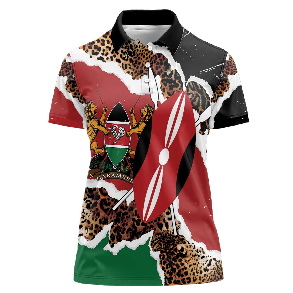 Kenya Women Polo Shirt Mix Animal Skin Pattern Grunge Style - African Pride