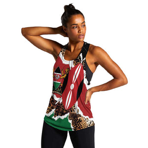 Kenya Women Racerback Tank Mix Animal Skin Pattern Grunge Style - African Pride