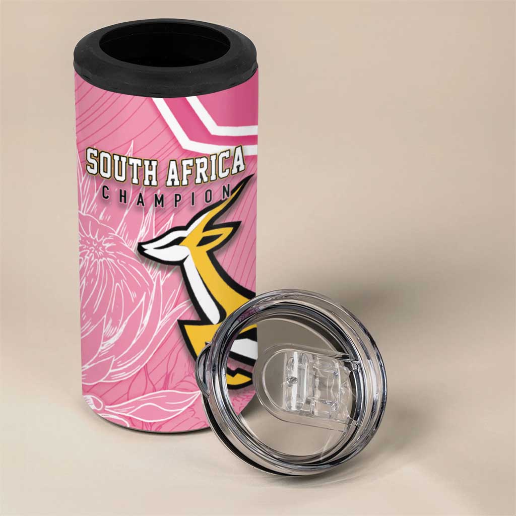 Personalized South Africa WC2026 4 in 1 Can Cooler Tumbler Springboks Special Pink