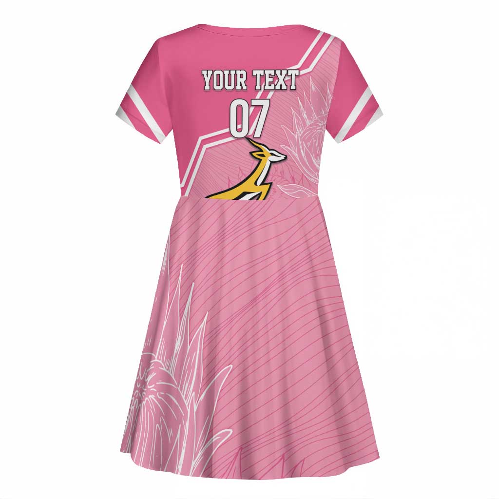 Personalized South Africa WC2026 Kid Short Sleeve Dress Springboks Special Pink