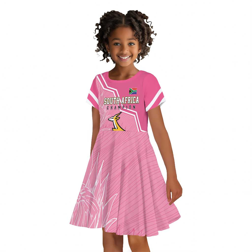 Personalized South Africa WC2026 Kid Short Sleeve Dress Springboks Special Pink