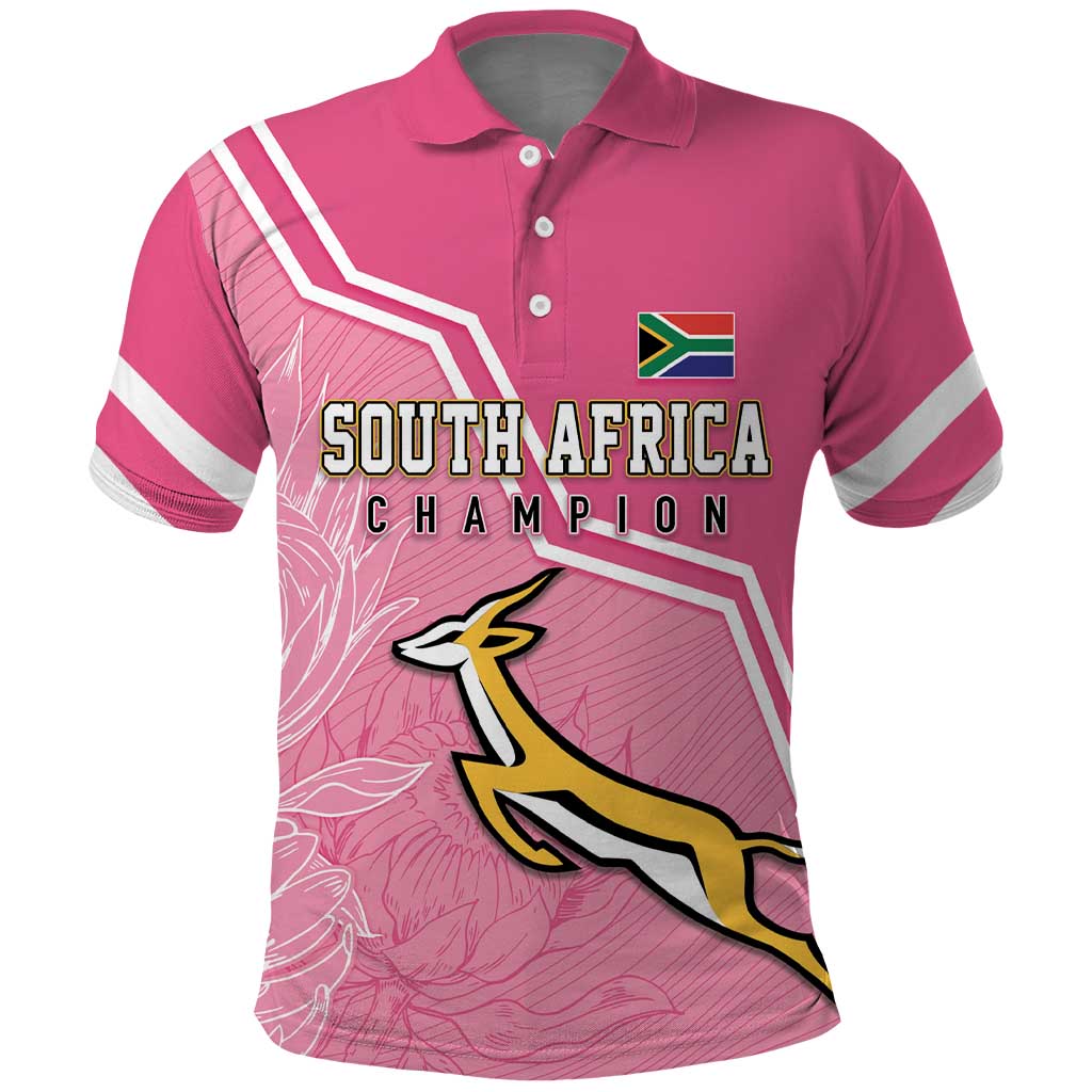 Personalized South Africa WC2026 Polo Shirt Springboks Special Pink