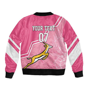 Personalized South Africa WC2026 Sleeve Zip Bomber Jacket Springboks Special Pink