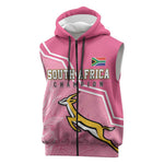 Personalized South Africa WC2026 Sleeveless Zip Hoodie Springboks Special Pink