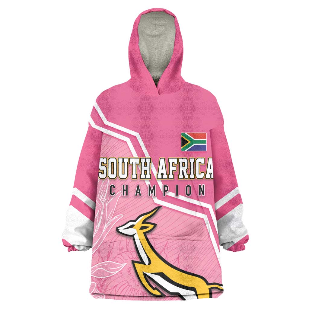 Personalized South Africa WC2026 Wearable Blanket Hoodie Springboks Special Pink