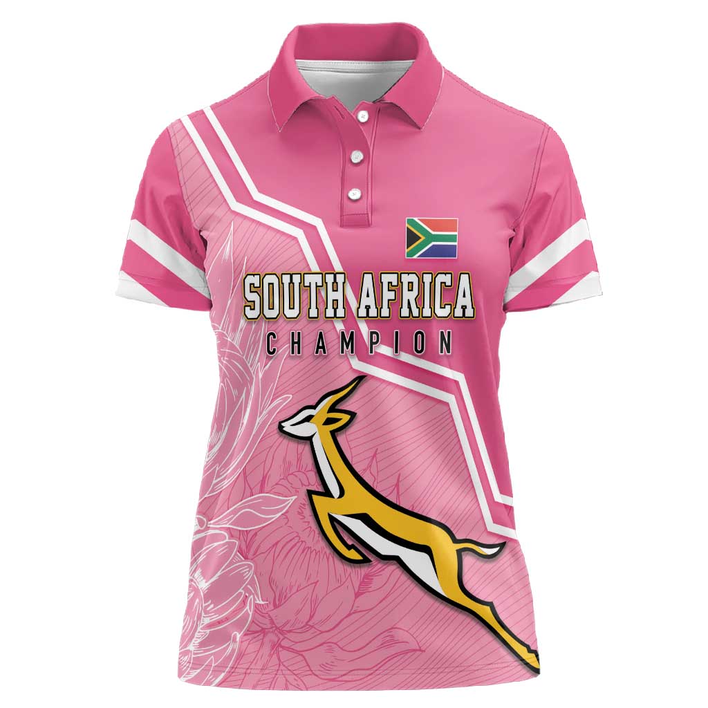 Personalized South Africa WC2026 Women Polo Shirt Springboks Special Pink