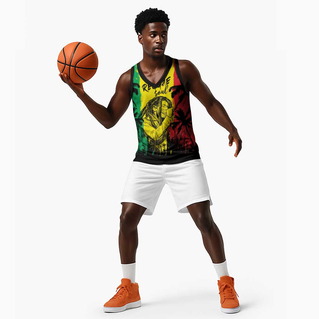 Reggae Soul B.Marley Personalized Basketball Jersey Tropical Grunge - African Pride