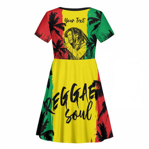 Reggae Soul B.Marley Personalized Kid Short Sleeve Dress Tropical Grunge
