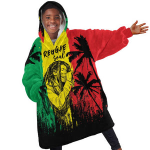 Reggae Soul B.Marley Personalized Kid Wearable Blanket Hoodie Tropical Grunge