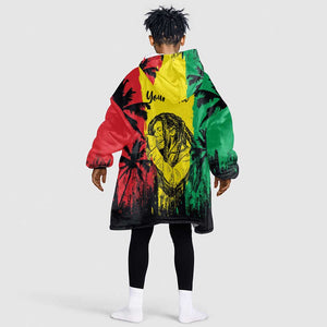 Reggae Soul B.Marley Personalized Kid Wearable Blanket Hoodie Tropical Grunge