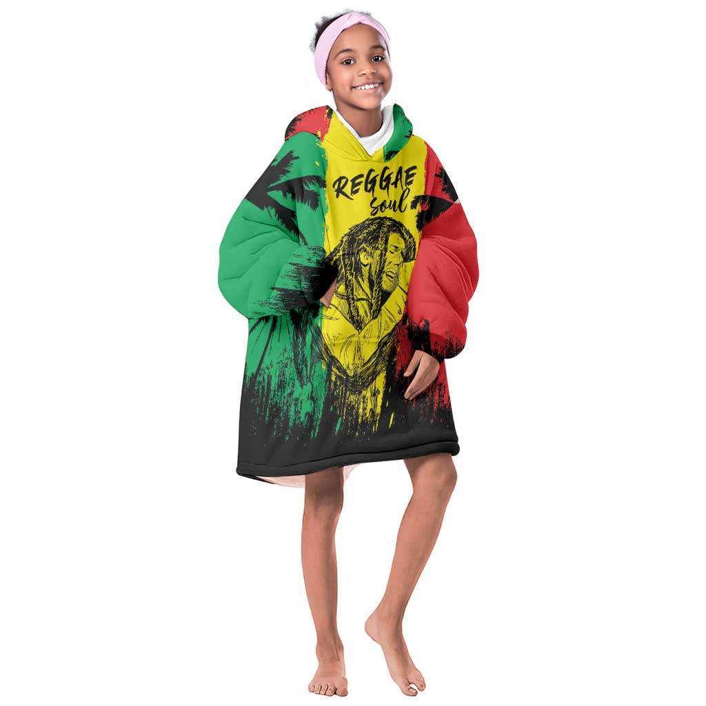Reggae Soul B.Marley Personalized Kid Wearable Blanket Hoodie Tropical Grunge