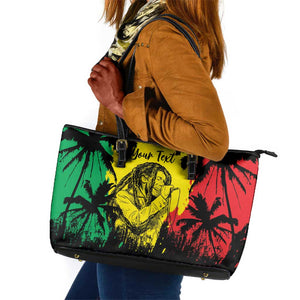 Reggae Soul B.Marley Personalized Leather Tote Bag Tropical Grunge